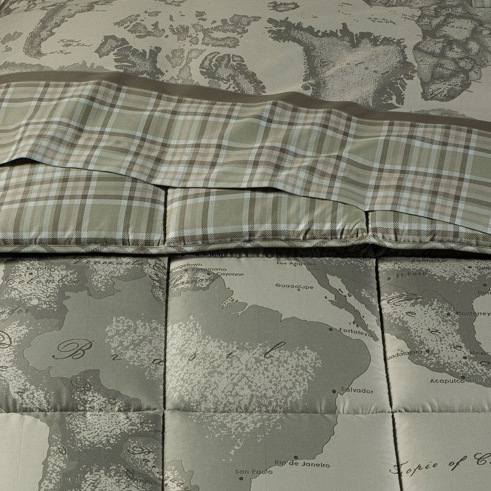 Trapunta in Raso di Cotone Geo Tartan Green 1A CLASSE - CALEFFI