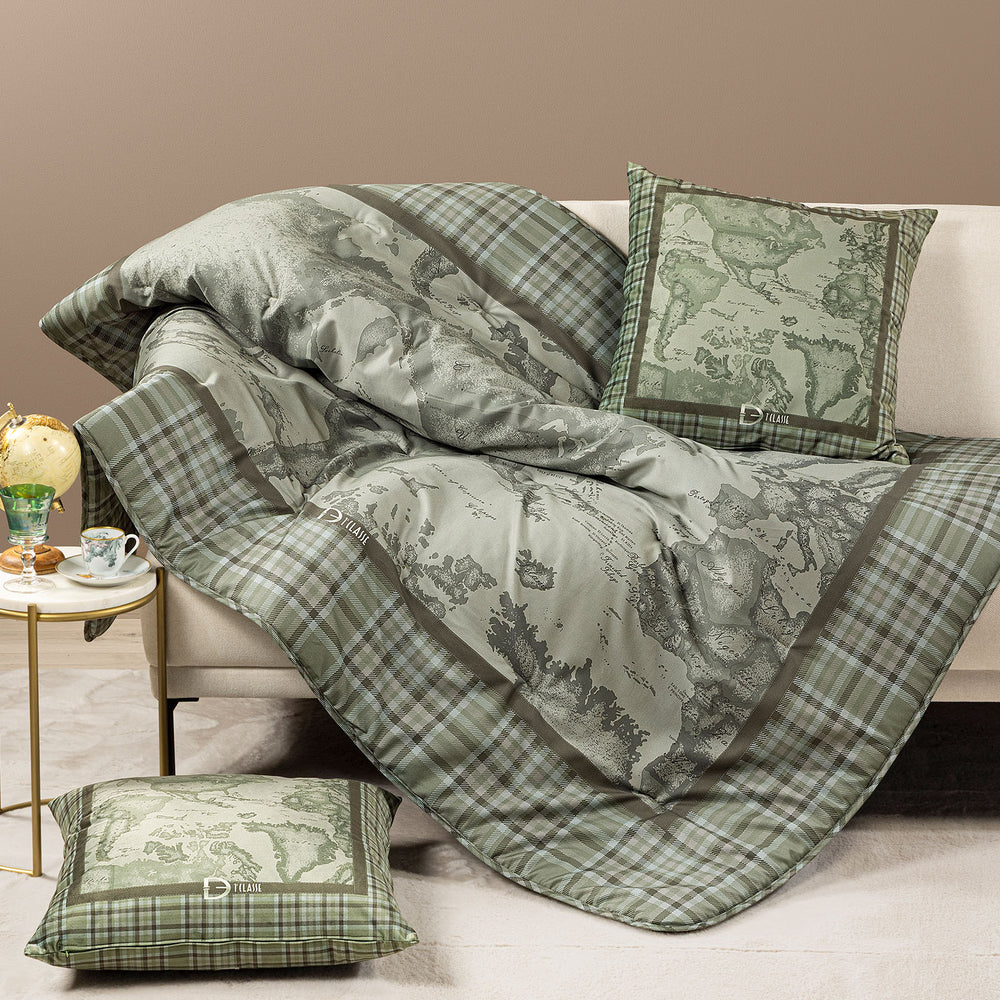 Plaid in Raso di Cotone Geo Tartan 1A CLASSE - CALEFFI